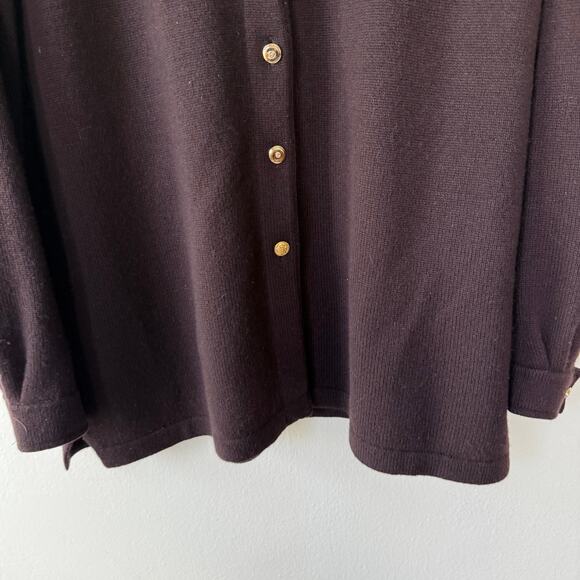 St. John Sport Brown Cashmere Gold tone buttondown sweater size 2X - Picture 4 of 13